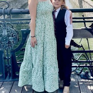 JustFab Mint Floral Maxi Dress